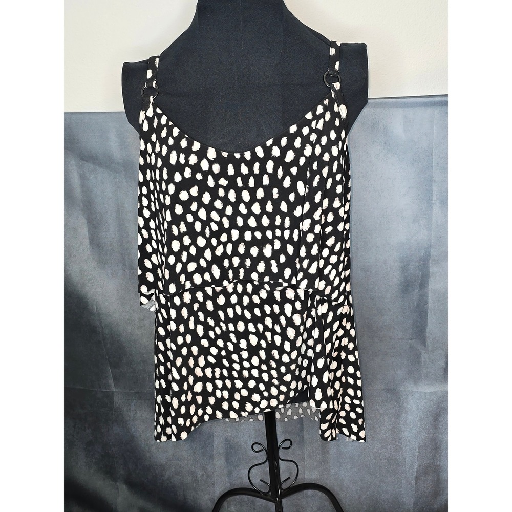 NWT Magicsuit Grace Tankini Top Black White Spotted Tiered Women Size 12